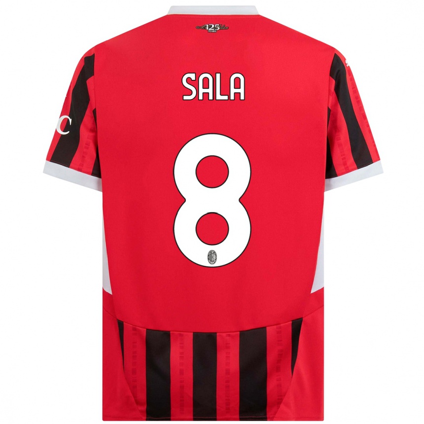 Kids Football Emanuele Sala #8 Red Black Home Jersey 2024/25 T-Shirt