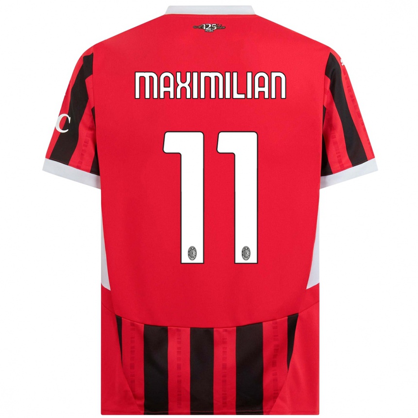 Kids Football Maximilian Ibrahimović #11 Red Black Home Jersey 2024/25 T-Shirt