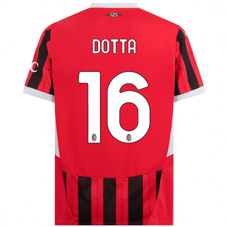 Kids Football Cristiano Dotta #16 Red Black Home Jersey 2024/25 T-Shirt