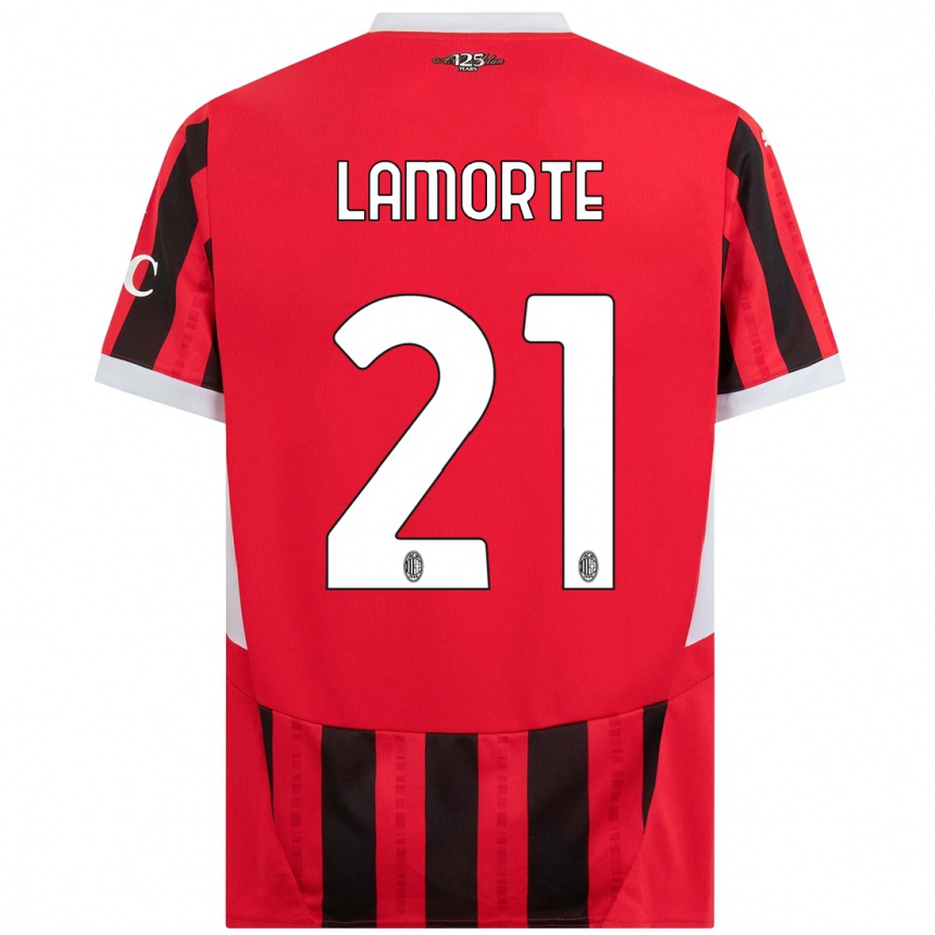 Kids Football Alessandro Lamorte #21 Red Black Home Jersey 2024/25 T-Shirt