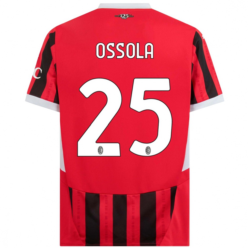 Kids Football Lorenzo Ossola #25 Red Black Home Jersey 2024/25 T-Shirt