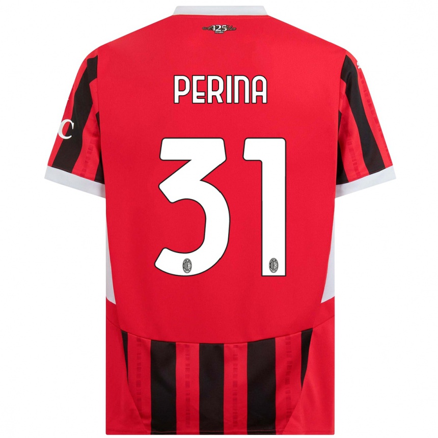 Kids Football Gioele Perina #31 Red Black Home Jersey 2024/25 T-Shirt