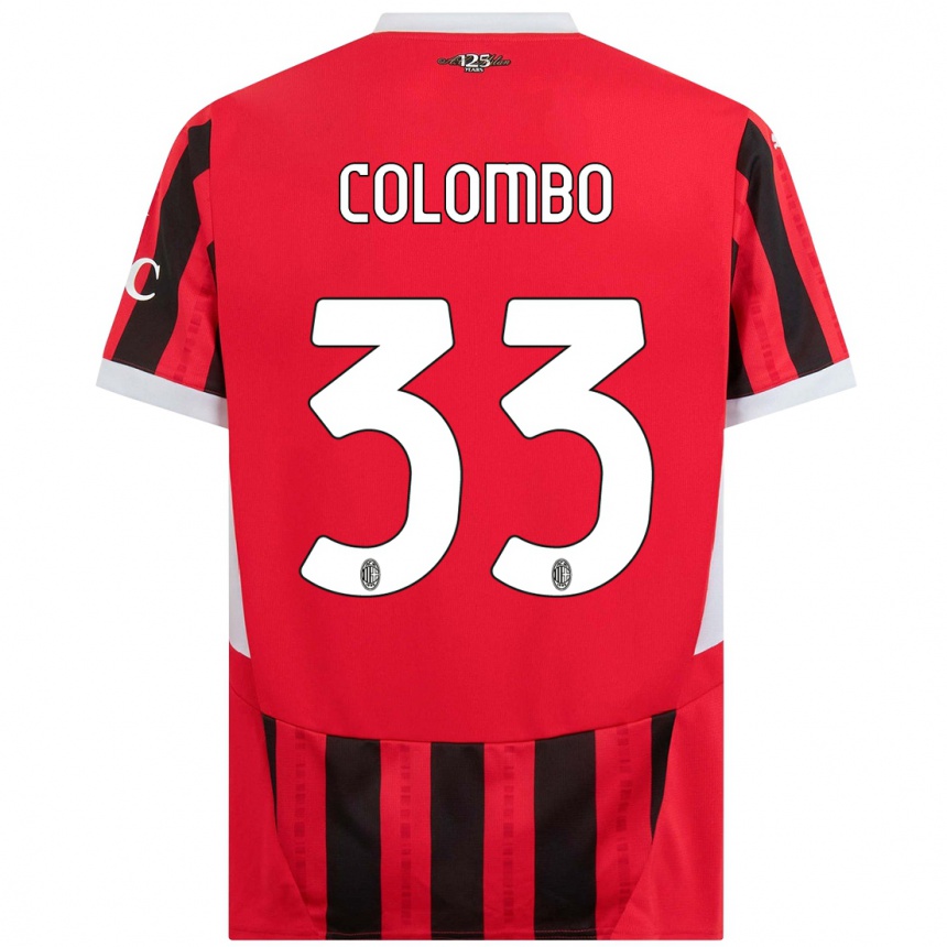 Kids Football Federico Colombo #33 Red Black Home Jersey 2024/25 T-Shirt