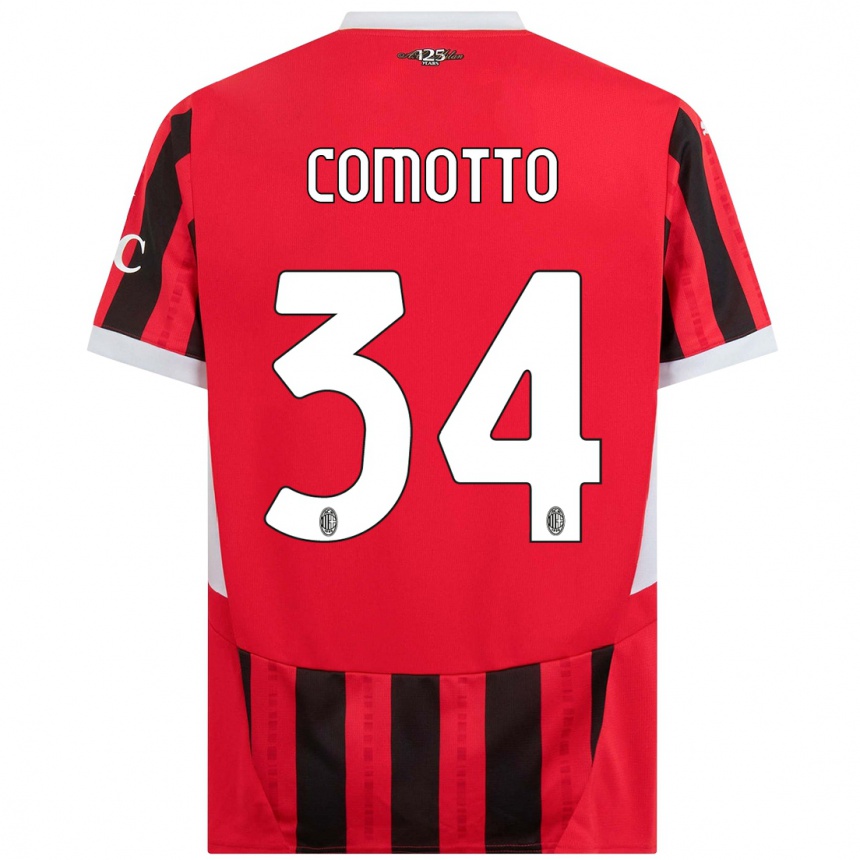 Kids Football Christian Comotto #34 Red Black Home Jersey 2024/25 T-Shirt