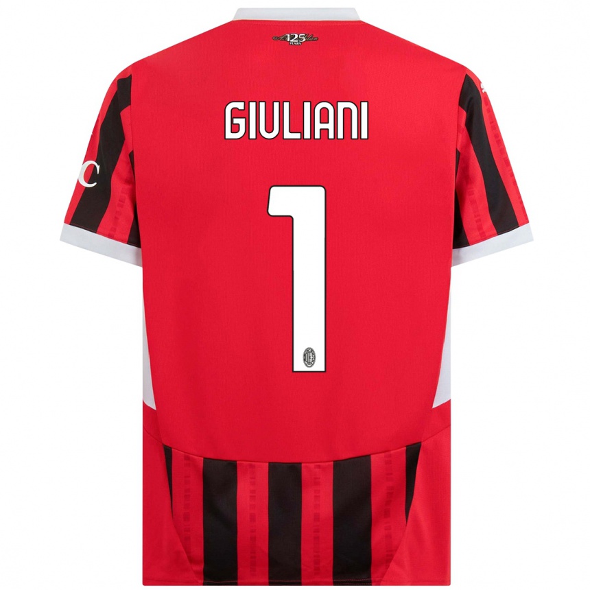 Kids Football Laura Giuliani #1 Red Black Home Jersey 2024/25 T-Shirt