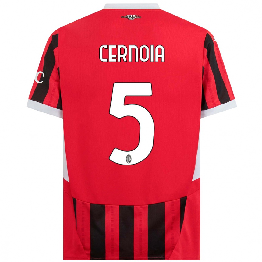 Kids Football Valentina Cernoia #5 Red Black Home Jersey 2024/25 T-Shirt