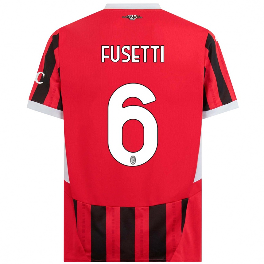 Kids Football Laura Fusetti #6 Red Black Home Jersey 2024/25 T-Shirt