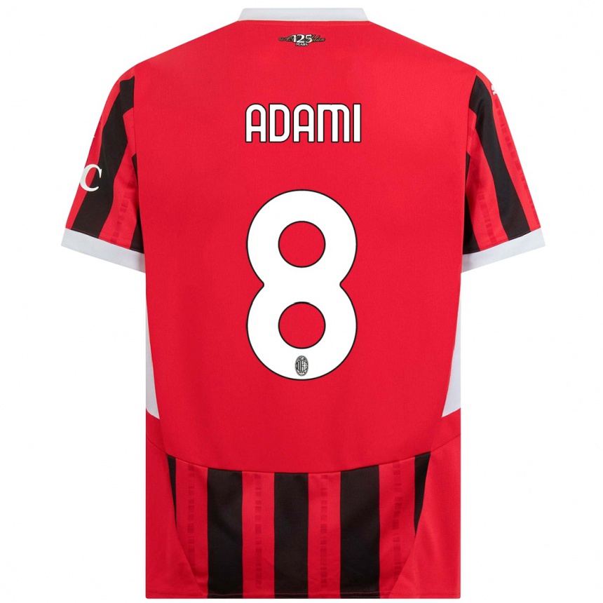 Kids Football Greta Adami #8 Red Black Home Jersey 2024/25 T-Shirt