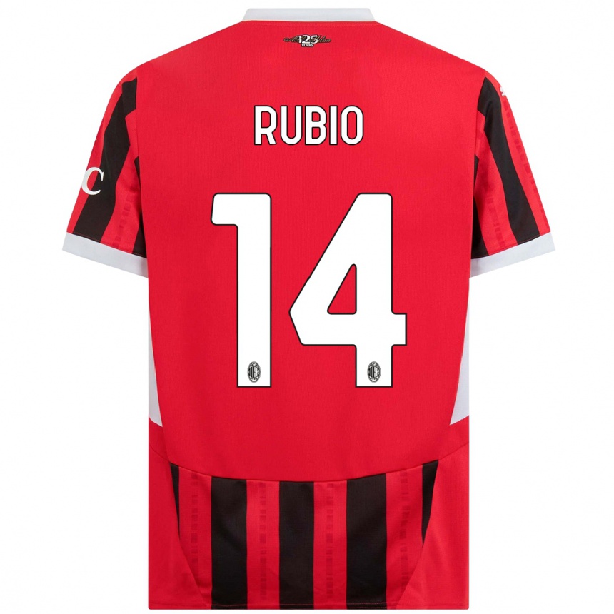 Kids Football Silvia Rubio #14 Red Black Home Jersey 2024/25 T-Shirt