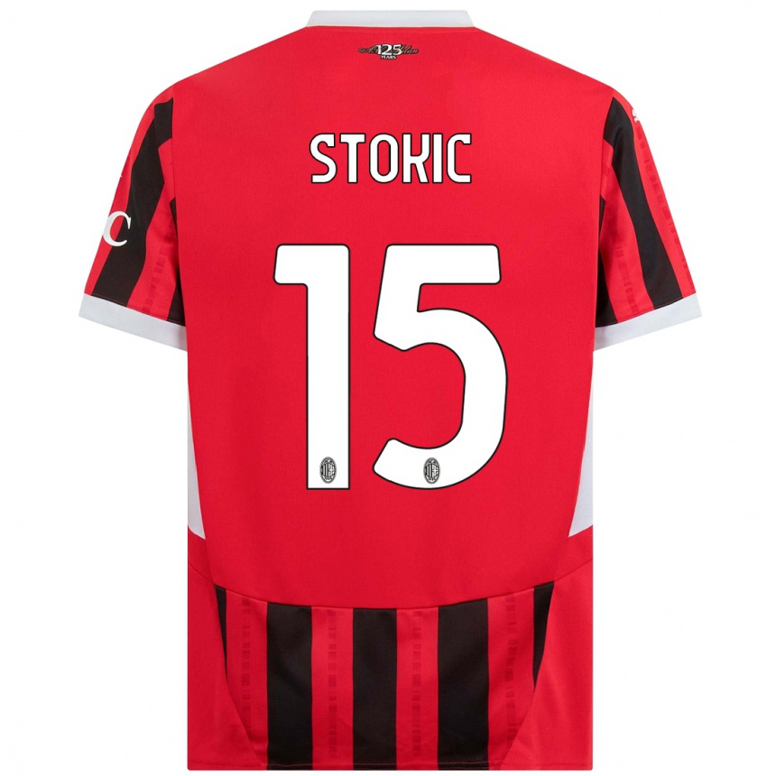 Kids Football Sara Stokić #15 Red Black Home Jersey 2024/25 T-Shirt