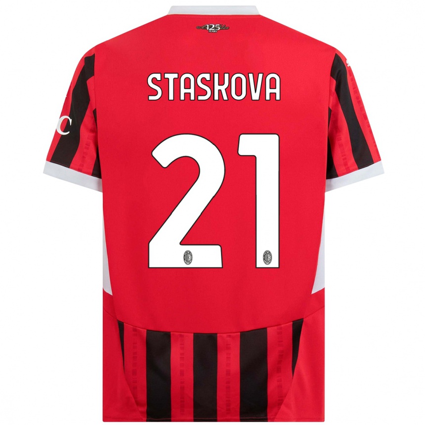 Kids Football Andrea Stašková #21 Red Black Home Jersey 2024/25 T-Shirt