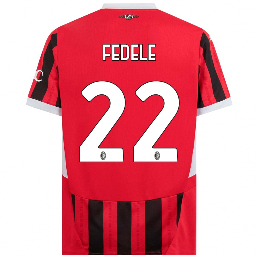 Kids Football Noemi Fedele #22 Red Black Home Jersey 2024/25 T-Shirt