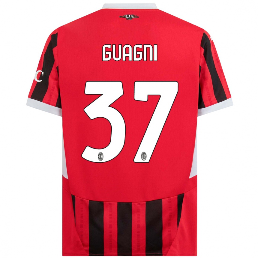 Kids Football Alia Guagni #37 Red Black Home Jersey 2024/25 T-Shirt