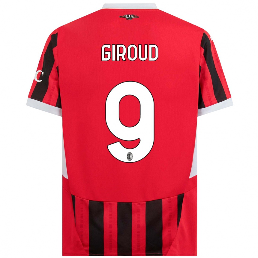 Kids Football Olivier Giroud #9 Red Black Home Jersey 2024/25 T-Shirt