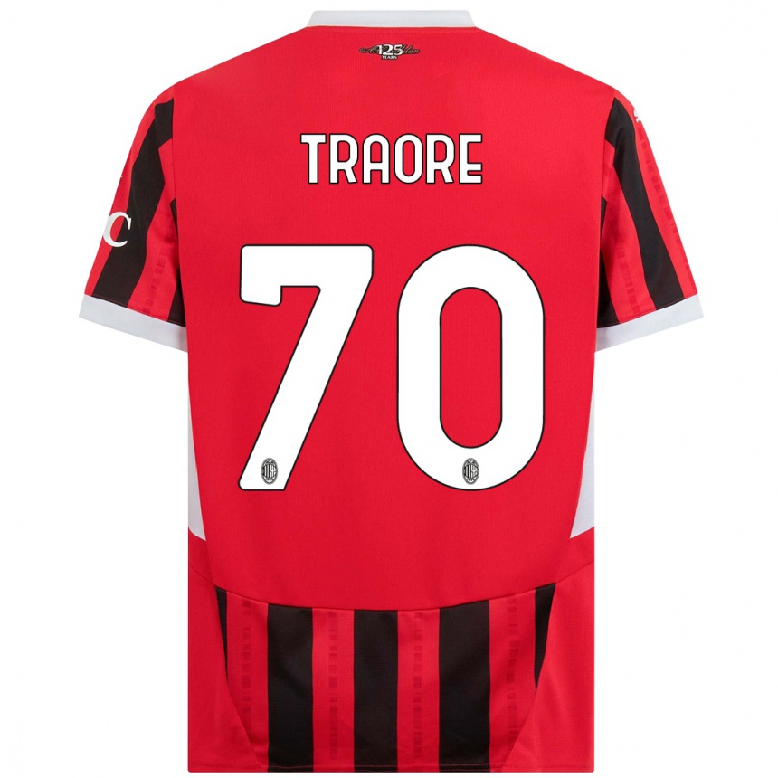 Kids Football Chaka Traore #70 Red Black Home Jersey 2024/25 T-Shirt