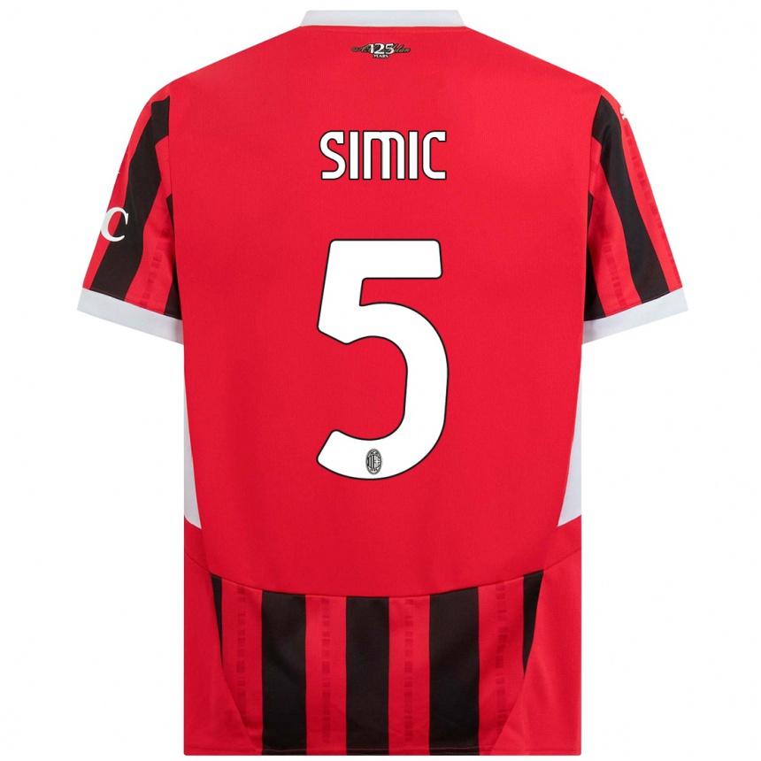 Kids Football Jan-Carlo Simic #5 Red Black Home Jersey 2024/25 T-Shirt