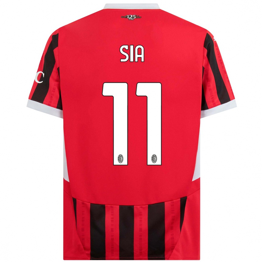 Kids Football Diego Sia #11 Red Black Home Jersey 2024/25 T-Shirt