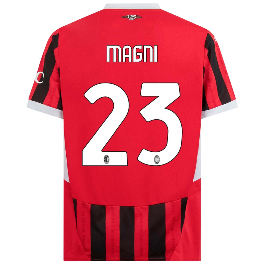 Kids Football Vittorio Magni #23 Red Black Home Jersey 2024/25 T-Shirt