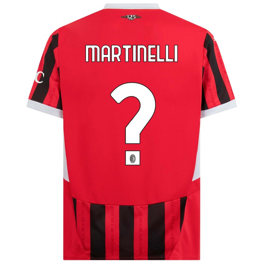 Kids Football Riccardo Martinelli #0 Red Black Home Jersey 2024/25 T-Shirt