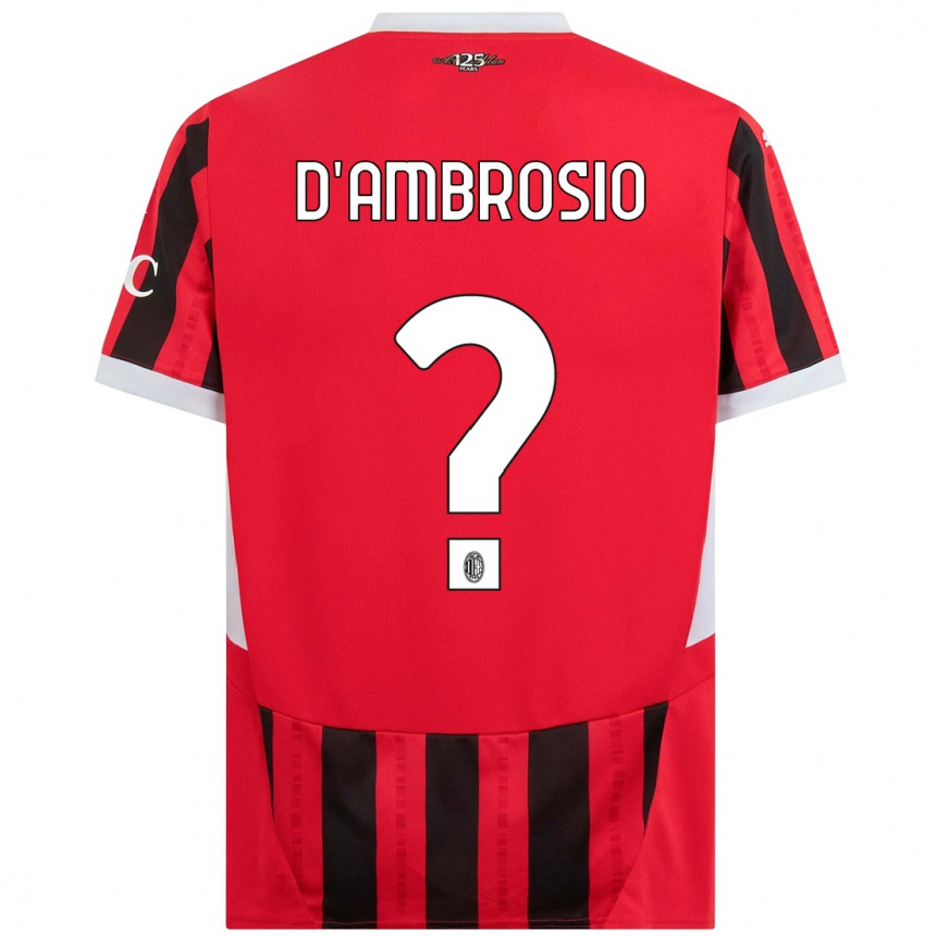 Kids Football Antonio D'ambrosio #0 Red Black Home Jersey 2024/25 T-Shirt