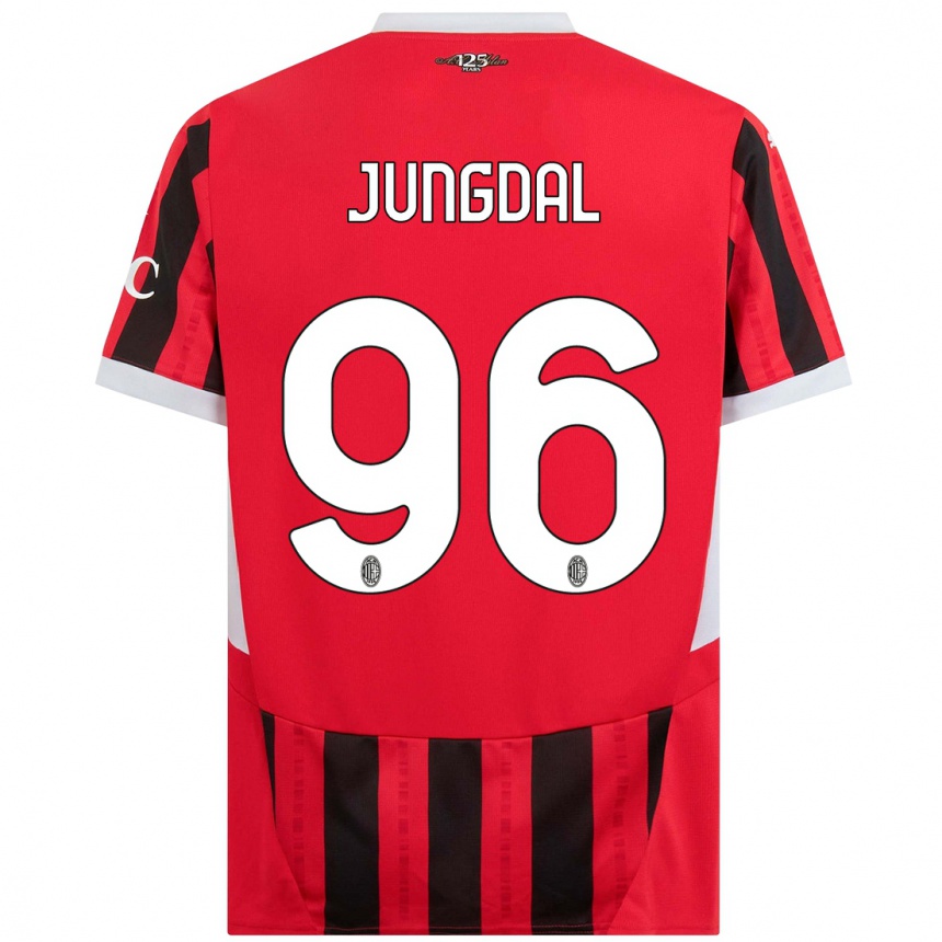 Kids Football Andreas Jungdal #96 Red Black Home Jersey 2024/25 T-Shirt