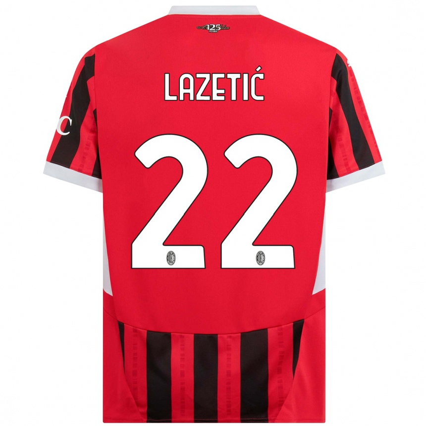 Kids Football Marko Lazetic #22 Red Black Home Jersey 2024/25 T-Shirt