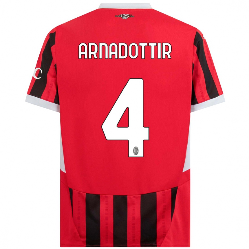 Kids Football Guony Arnadottir #4 Red Black Home Jersey 2024/25 T-Shirt