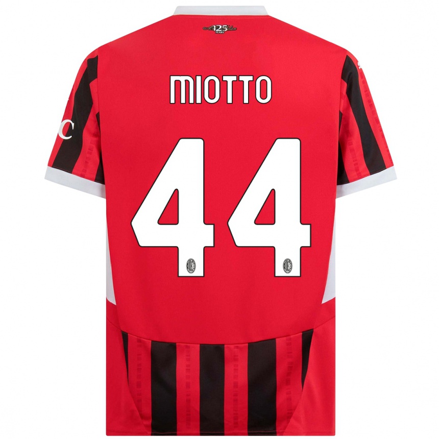 Kids Football Giorgia Miotto #44 Red Black Home Jersey 2024/25 T-Shirt