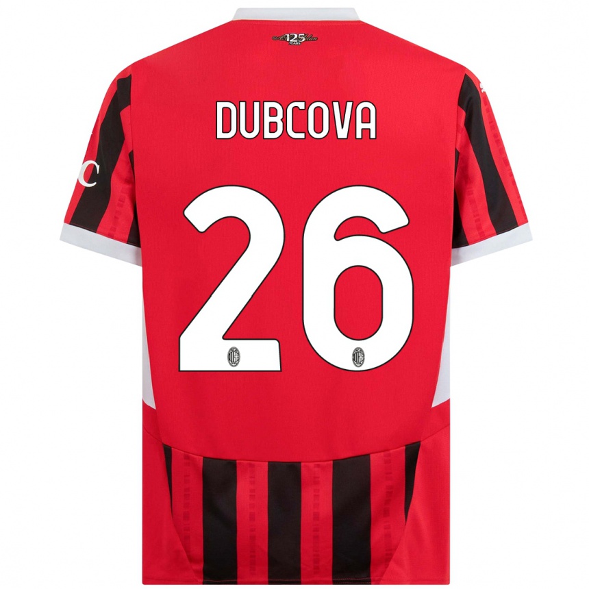 Kids Football Michaela Dubcova #26 Red Black Home Jersey 2024/25 T-Shirt