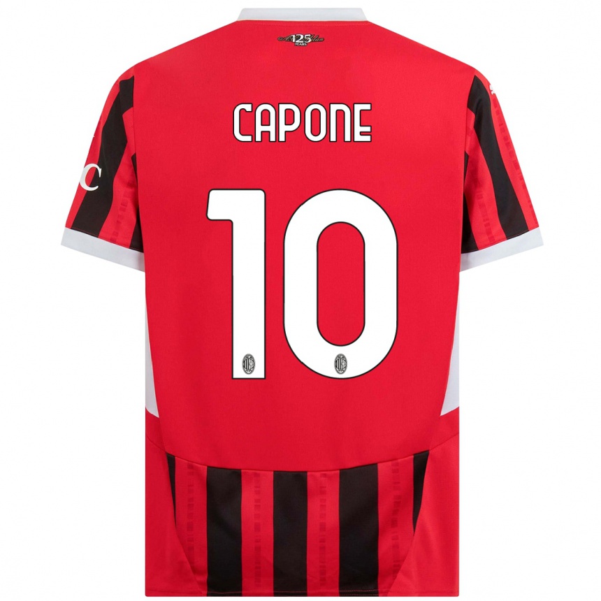 Kids Football Andrea Capone #10 Red Black Home Jersey 2024/25 T-Shirt