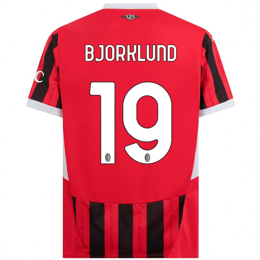 Kids Football Lukas Bjorklund #19 Red Black Home Jersey 2024/25 T-Shirt