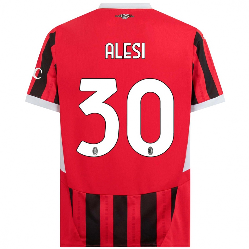 Kids Football Gabriele Alesi #30 Red Black Home Jersey 2024/25 T-Shirt