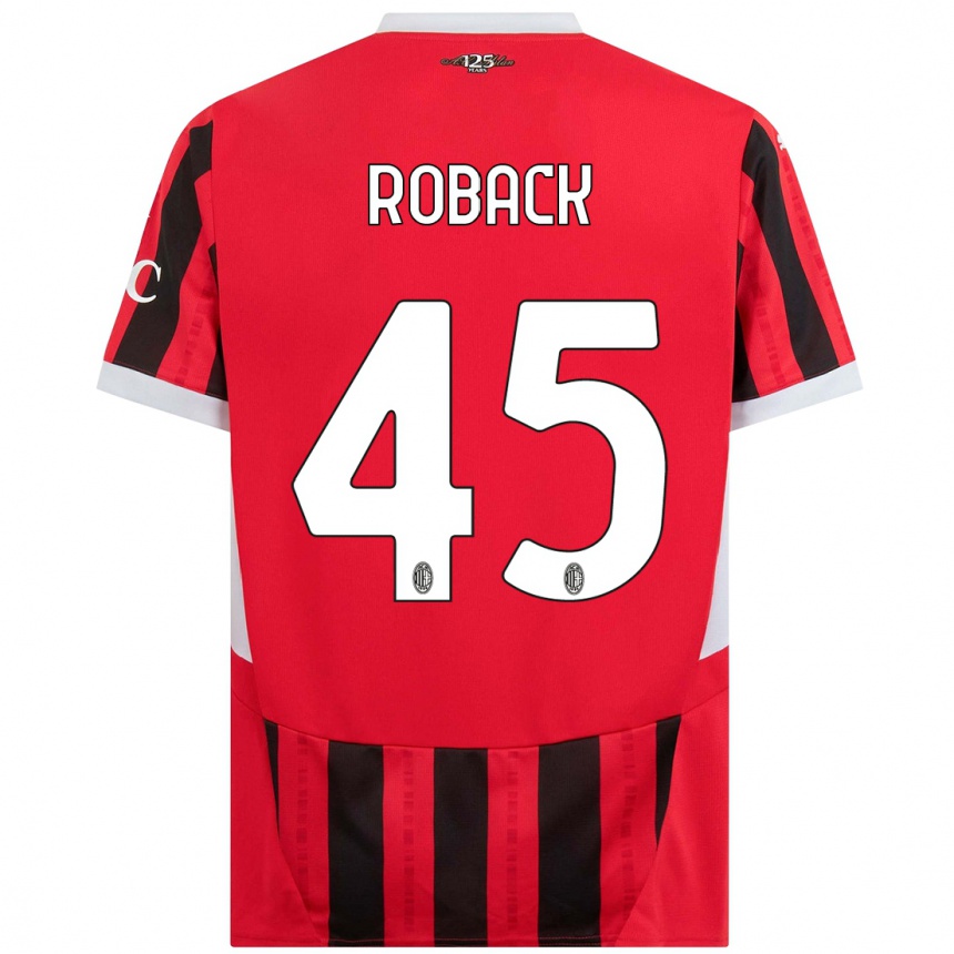 Kids Football Emil Roback #45 Red Black Home Jersey 2024/25 T-Shirt