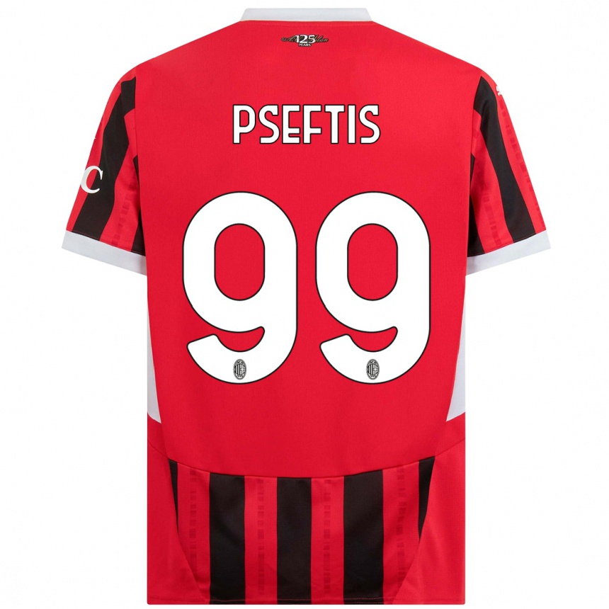 Kids Football Fotios Pseftis #99 Red Black Home Jersey 2024/25 T-Shirt