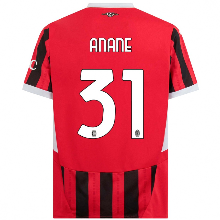 Kids Football Emmanuel Anane #31 Red Black Home Jersey 2024/25 T-Shirt