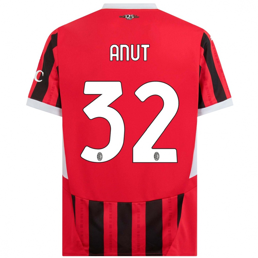 Kids Football Niccolo Anut #32 Red Black Home Jersey 2024/25 T-Shirt