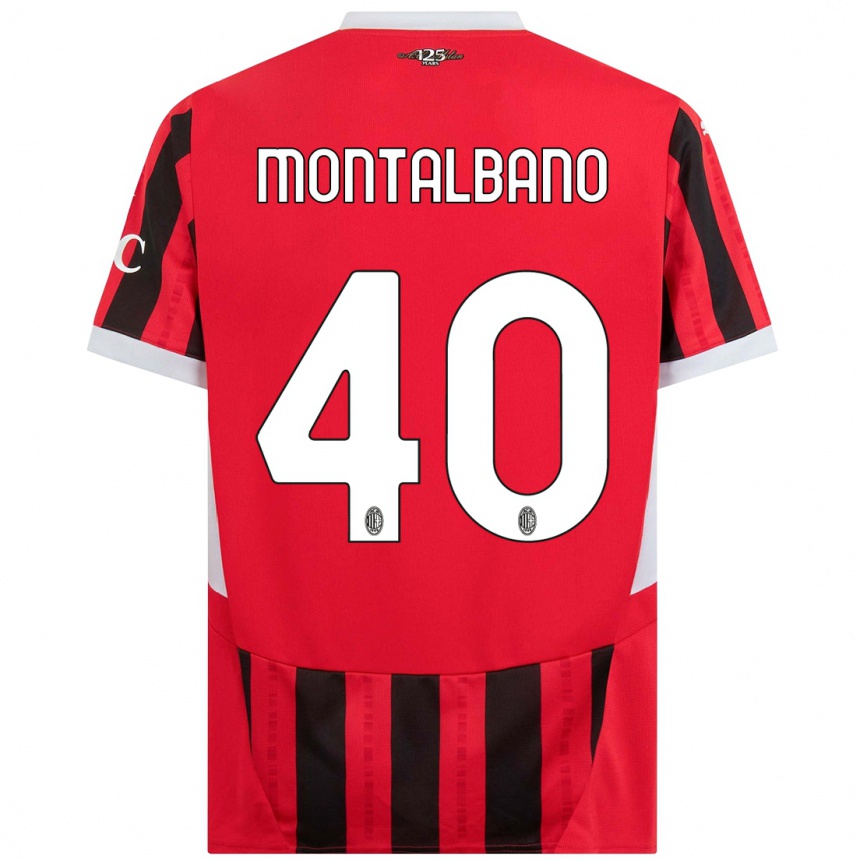 Kids Football Nicolo Montalbano #40 Red Black Home Jersey 2024/25 T-Shirt