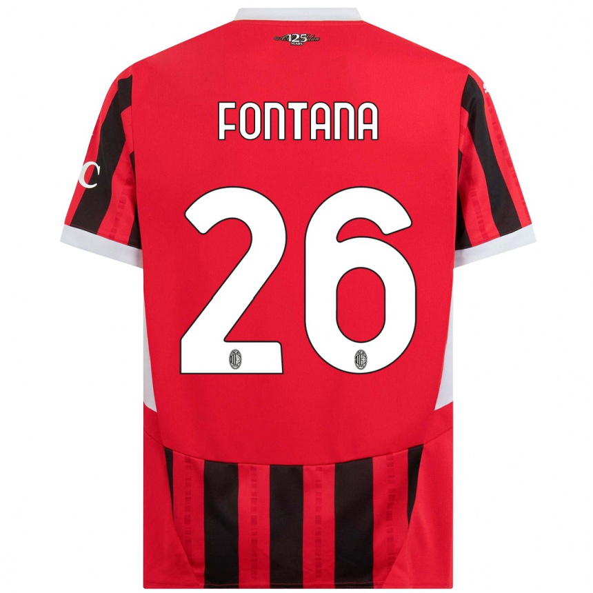 Kids Football Francesco Fontana #26 Red Black Home Jersey 2024/25 T-Shirt