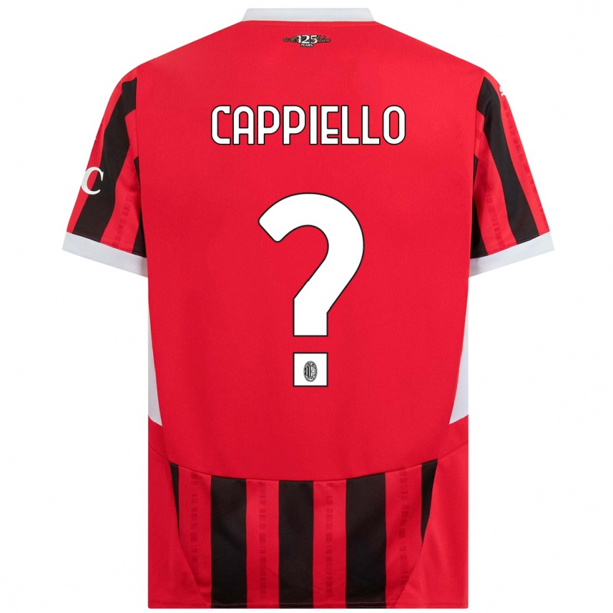 Kids Football Flavio Cappiello #0 Red Black Home Jersey 2024/25 T-Shirt