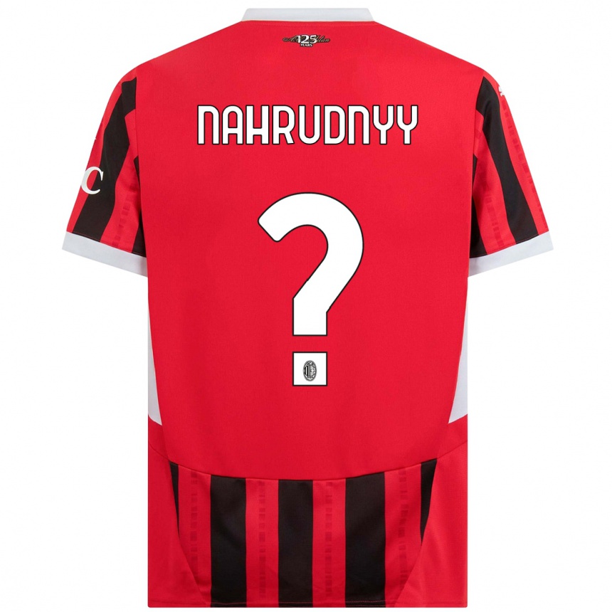 Kids Football Vladislav Nahrudnyy #0 Red Black Home Jersey 2024/25 T-Shirt