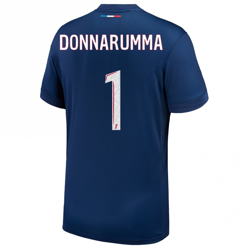 Kids Football Gianluigi Donnarumma #1 Navy Blue White Home Jersey 2024/25 T-Shirt