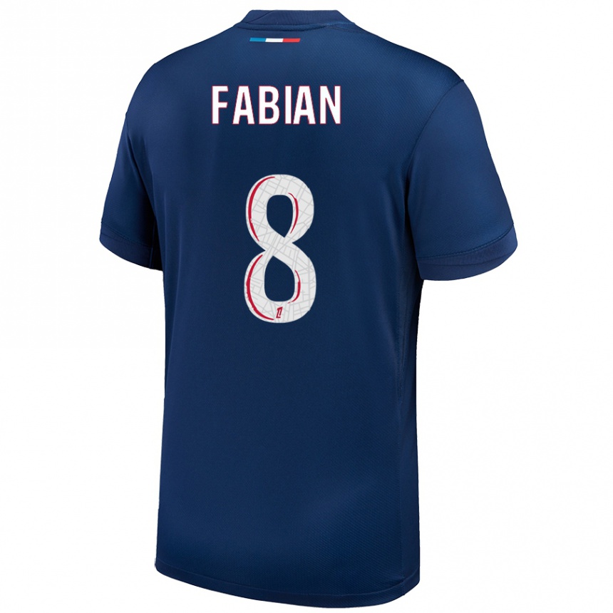 Kids Football Fabian Ruiz #8 Navy Blue White Home Jersey 2024/25 T-Shirt