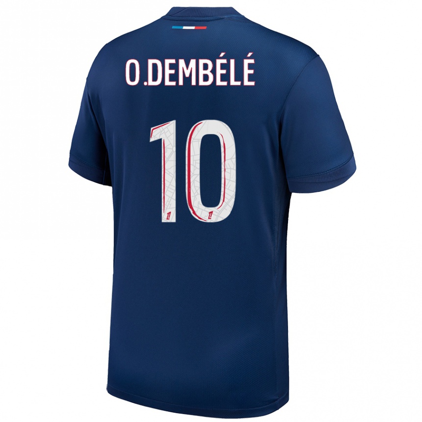 Kids Football Ousmane Dembele #10 Navy Blue White Home Jersey 2024/25 T-Shirt