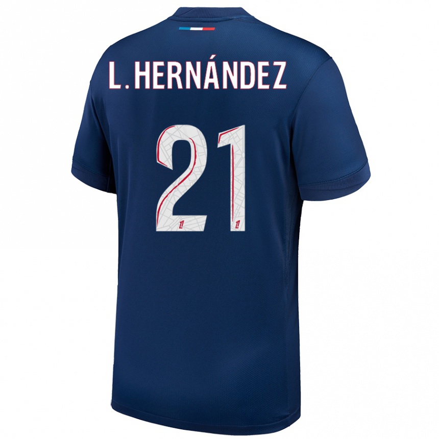 Kids Football Lucas Hernandez #21 Navy Blue White Home Jersey 2024/25 T-Shirt