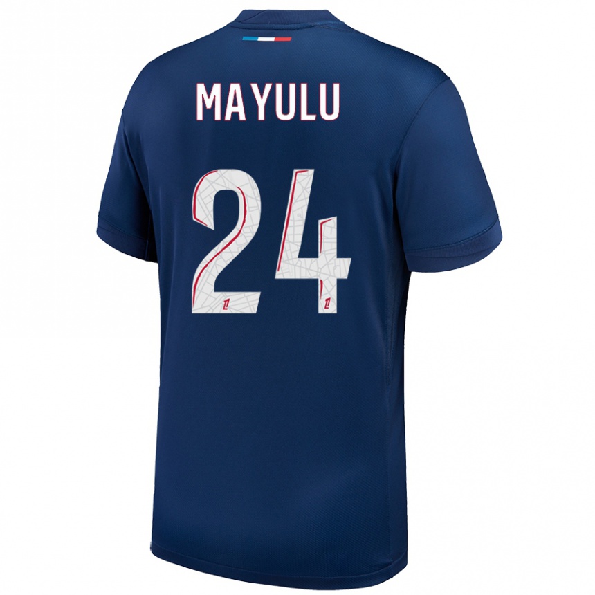 Kids Football Senny Mayulu #24 Navy Blue White Home Jersey 2024/25 T-Shirt