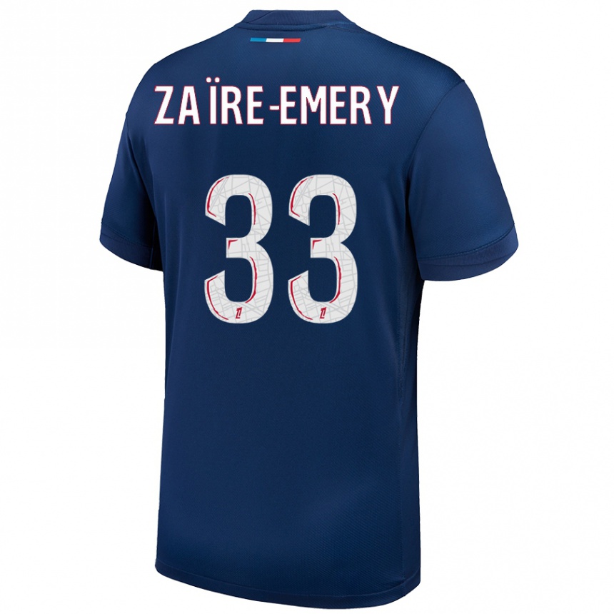 Kids Football Warren Zaire Emery #33 Navy Blue White Home Jersey 2024/25 T-Shirt