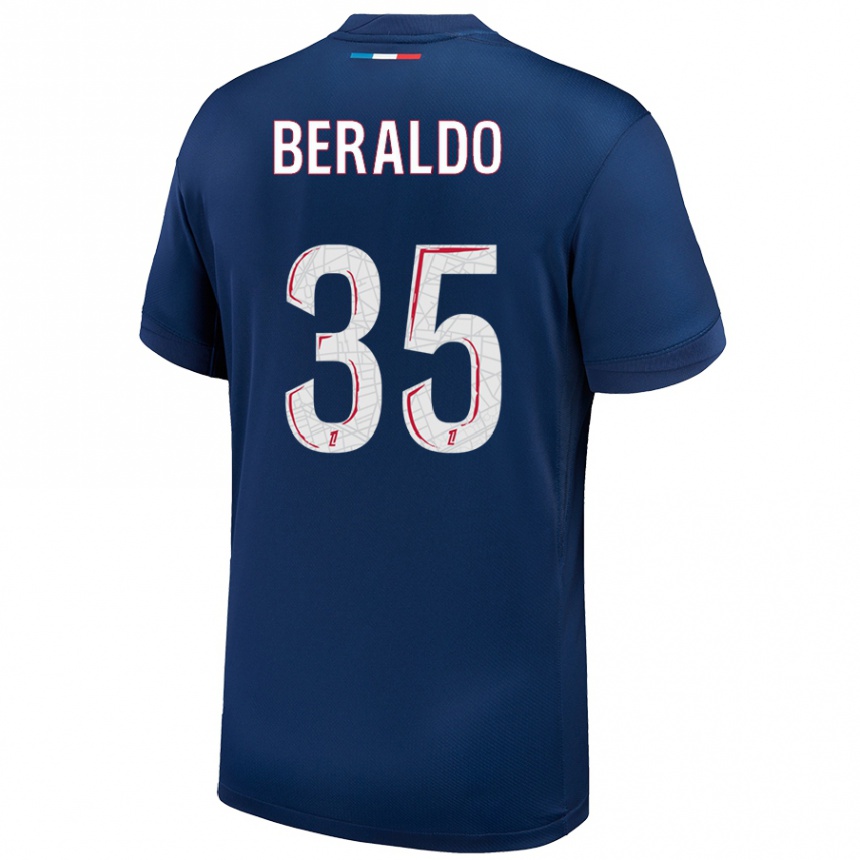 Kids Football Lucas Beraldo #35 Navy Blue White Home Jersey 2024/25 T-Shirt