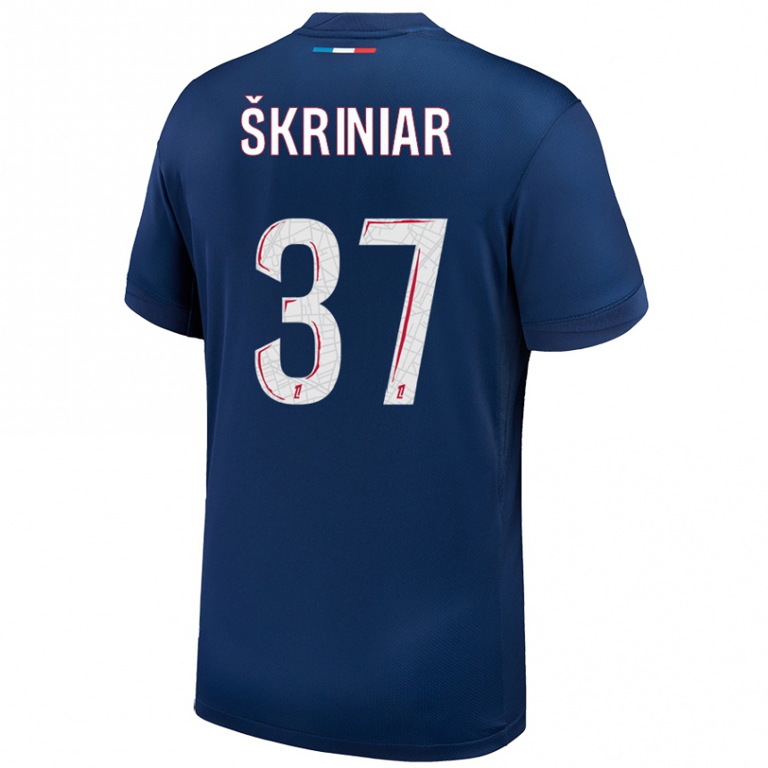 Kids Football Milan Skriniar #37 Navy Blue White Home Jersey 2024/25 T-Shirt