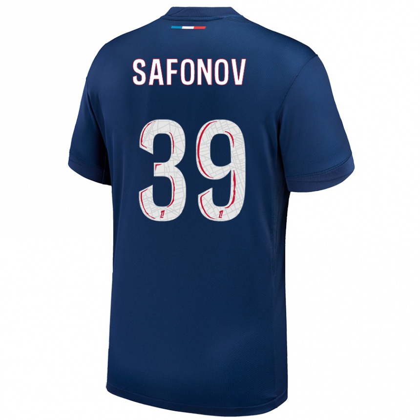 Kids Football Matvey Safonov #39 Navy Blue White Home Jersey 2024/25 T-Shirt