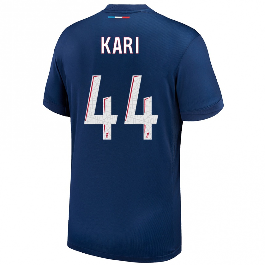 Kids Football Ayman Kari #44 Navy Blue White Home Jersey 2024/25 T-Shirt